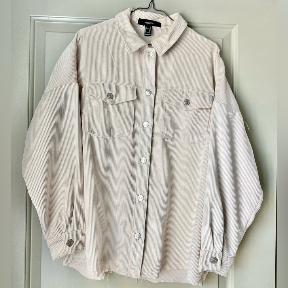 Forever 21 Tan/Sand Suede Corduroy Button-Front Button Up Shacket | Size XS